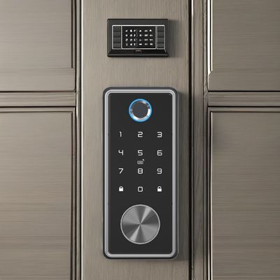 Cerradura de puertas de huellas digitales de aleación de zinc plateado para oficina en el hogar WiFi Tuya Network compatible
