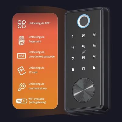 Cerradura de puertas de huellas digitales de aleación de zinc plateado para oficina en el hogar WiFi Tuya Network compatible