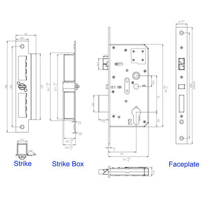 Calificado para incendio CE Mortise Polymath Z5572 en acero inoxidable 304 para edificios comerciales