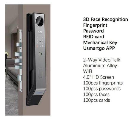Bloqueo inteligente habilitado para WiFi con reconocimiento facial 3D y compatibilidad con la aplicación U Smart go