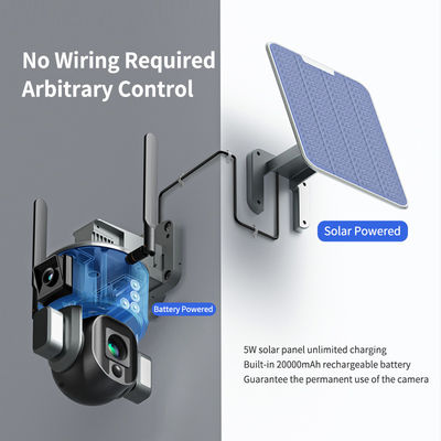 Vigilancia WIFI inalámbrica con cámara solar dual 4K 10X zoom óptico y visión nocturna