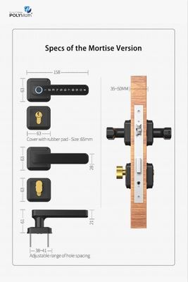 Puerta de madera contraseña de huella digital Smart Lock Desbloqueo rápido Código digital Conectividad WiFi