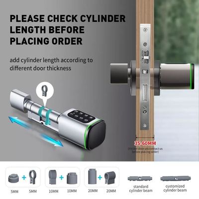 Desbloquee convenientemente su puerta de madera con la cerradura de cilindro inteligente de plata