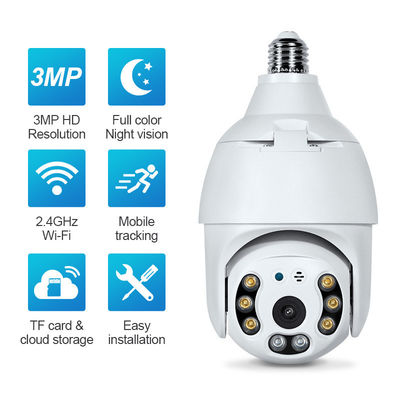 360 grados de vigilancia en HD PTZ de seguridad Wifi Cctv cámara de red para bombilla inteligente