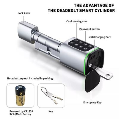 35-45mm espesor de la puerta Tuya App Desbloquear Smart Digital Electrónico Cerradura cilíndrica de la puerta