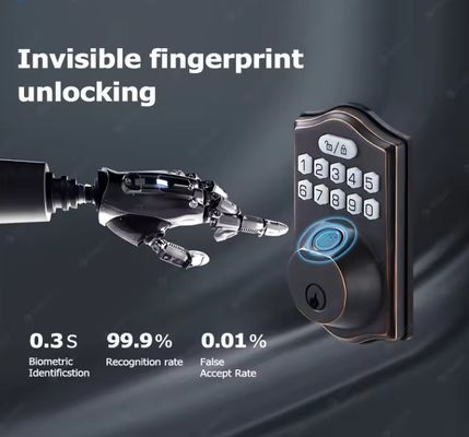 Entrada sin llave Impresión digital Cerradura de puerta Tuya Tarjeta de memoria inteligente Opción de almacenamiento de datos Gris