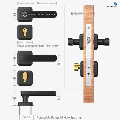 Aplicación WiFi Puerta inteligente Cerradura electrónica con mango de huella digital Cerradura Tuya TT a prueba de agua