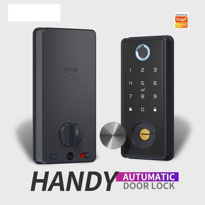Black Smart WiFi Tuya huella digital de la puerta bloqueo Desbloquear con código APP y huella digital