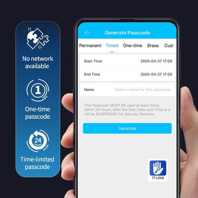 Polymath TT App cilindro cerradura inteligente de la puerta delantera para la puerta de madera código APP método de desbloqueo de huellas dactilares