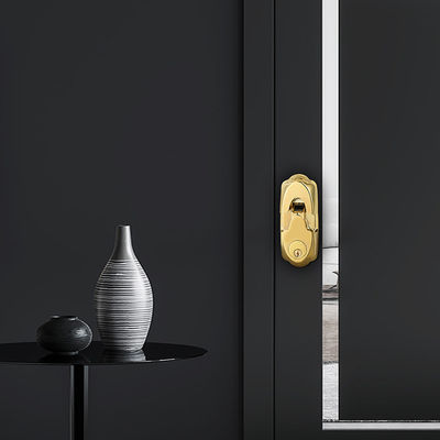 Puerta de madera de alta seguridad de color dorado impermeable deslizante de huellas digitales inteligentes Cerradura de puerta 42.1 * 35.6 * 51.5 cm