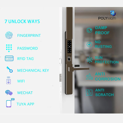 Aplicación Tuya Wi-Fi digital sin llave e impermeable Cerradura de puerta inteligente Mano de huella digital biométrica