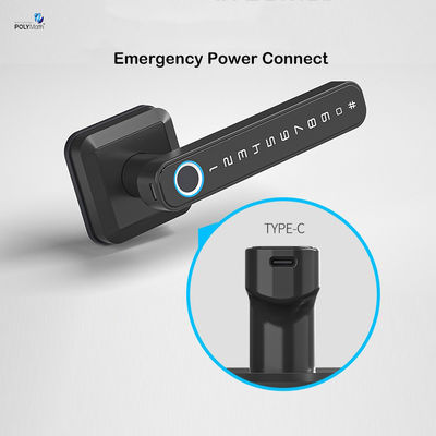 Fuente de alimentación de tipo C de alta seguridad de huellas dactilares Wifi Ttlock Tuya Cerradura de puerta para puerta de madera
