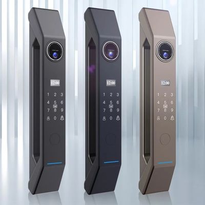 Cerradura de puerta inteligente de madera con batería de litio de 4200mA y reconocimiento facial 3D