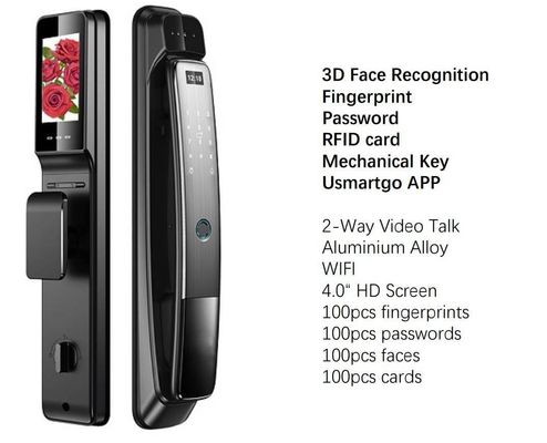 Seguridad mejorada 3D reconocimiento facial cerradura de puerta inteligente con cámara y conectividad Wifi