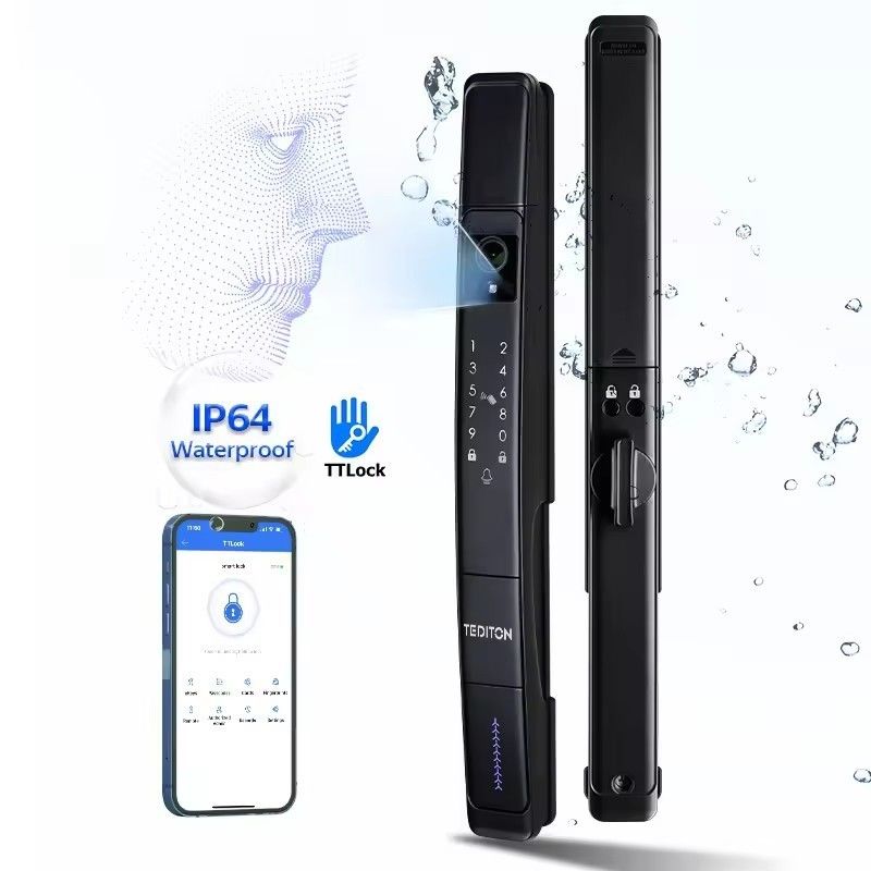 2024 TUYA App Smart Lock Wifi 3D Face Fingerprint Recognition para puertas de vidrio de madera en el hogar
