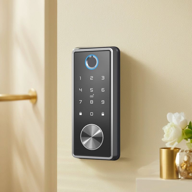 Almacenamiento de datos de tarjetas de memoria Cuatro en uno Tuya Cerradura de puerta Smart Código electrónico de huellas digitales