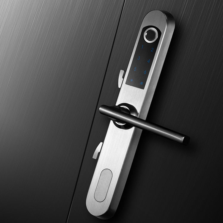 Cerradura de puerta de vidrio biométrico digital con mango de acero inoxidable 304 y desbloqueo de huellas dactilares